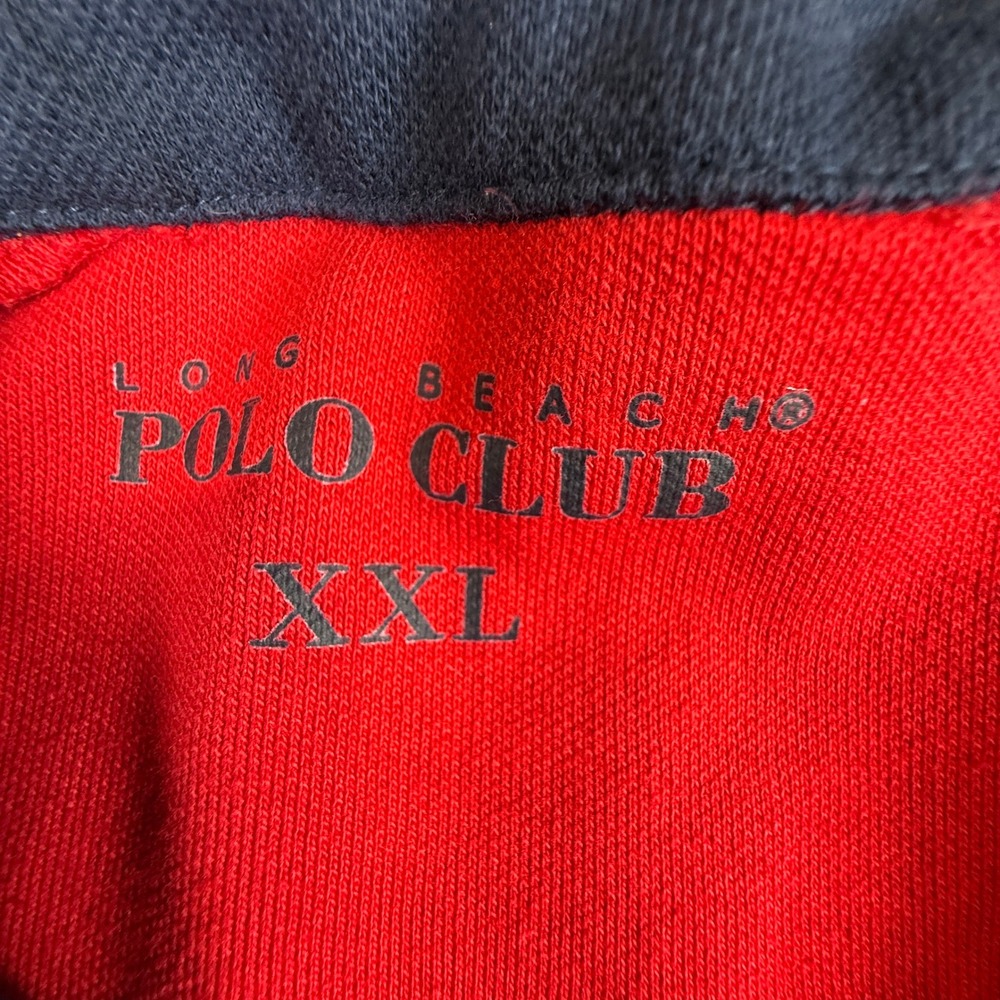 Long Beach Polo Club XXL Red White Navy Blue Colorblock Short Sleeve Polo Shirt - Picture 6 of 10
